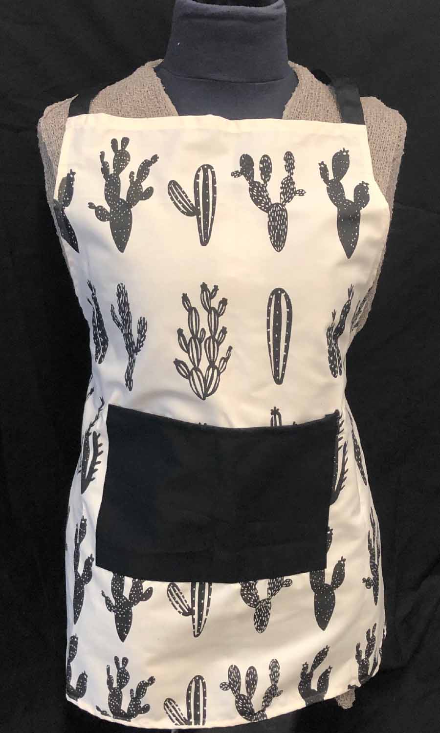 apron - cactus - w/ pocket - white/black