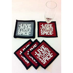 coaster - fabric - live life with a little spice - grey -13cm- SINGLE