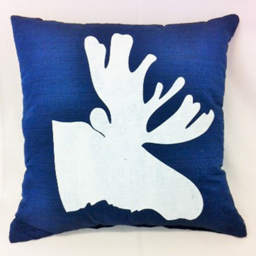 cushion - moose head - blue/white moose - 40cm