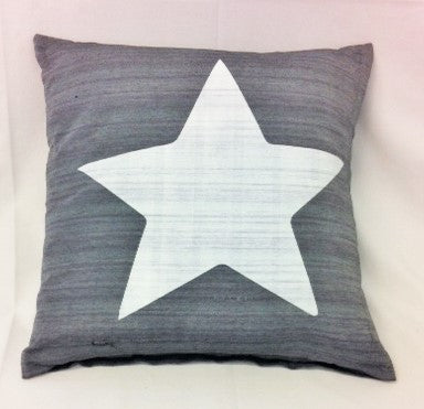 cushion - star - white star - grey cover - 40cm