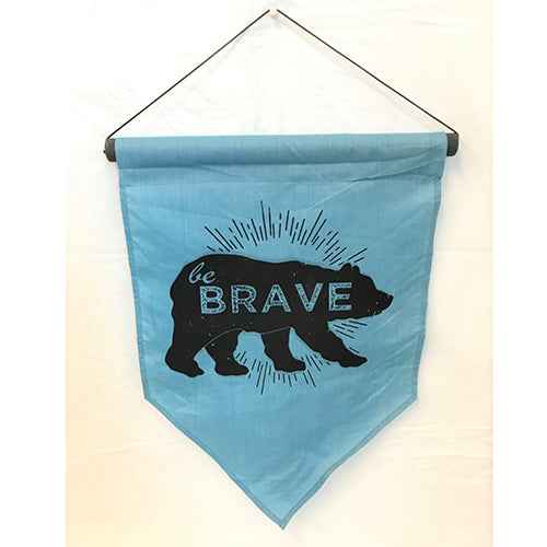 flag - be brave (bear) - turquoise/black - 50x35