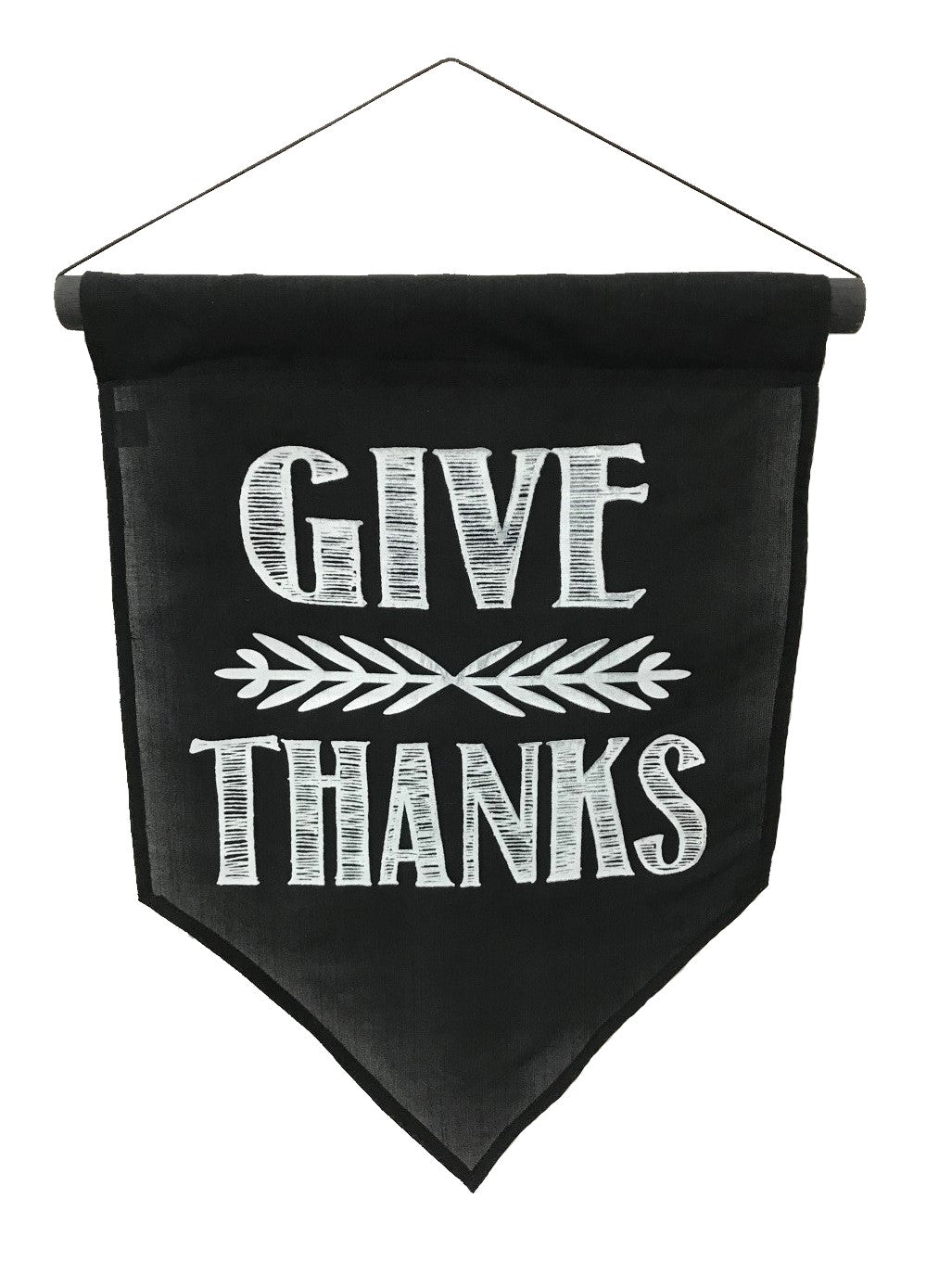flag - give thanks - black & white - 50x35cm