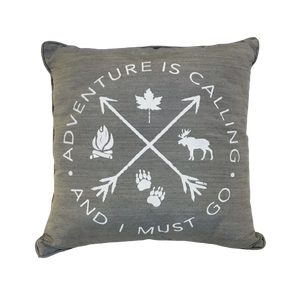 cushion - adventure is calling - canadiana - grey/white - 40cm - COMPLETE