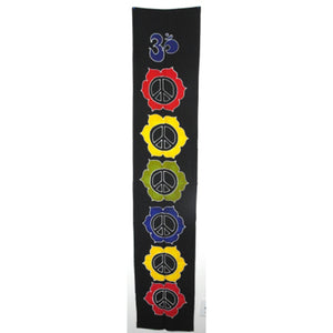 banner - peace - black - handpainted batik - 36x180