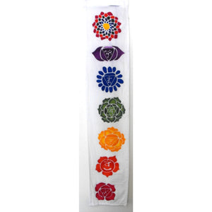 banner - chakra - white - handpainted batik - small - 15x17