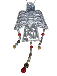 ornament - tin w/ beads - angel