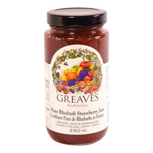 jam - rhubarb/strawberry - greaves - 250ml