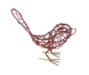 bird - iron - red - mini - woven - tail up - 10x15cm