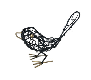 bird - iron - black - mini - woven - tail up - 10x15cm