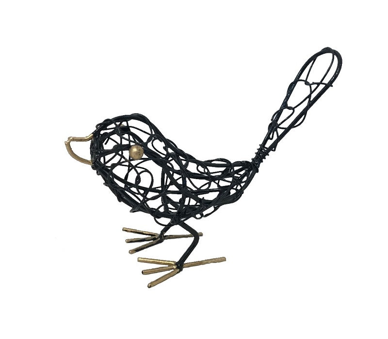 bird - iron - black - mini - woven - tail up - 10x15cm