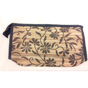 hand purse - banana skin - brown flower motif - large