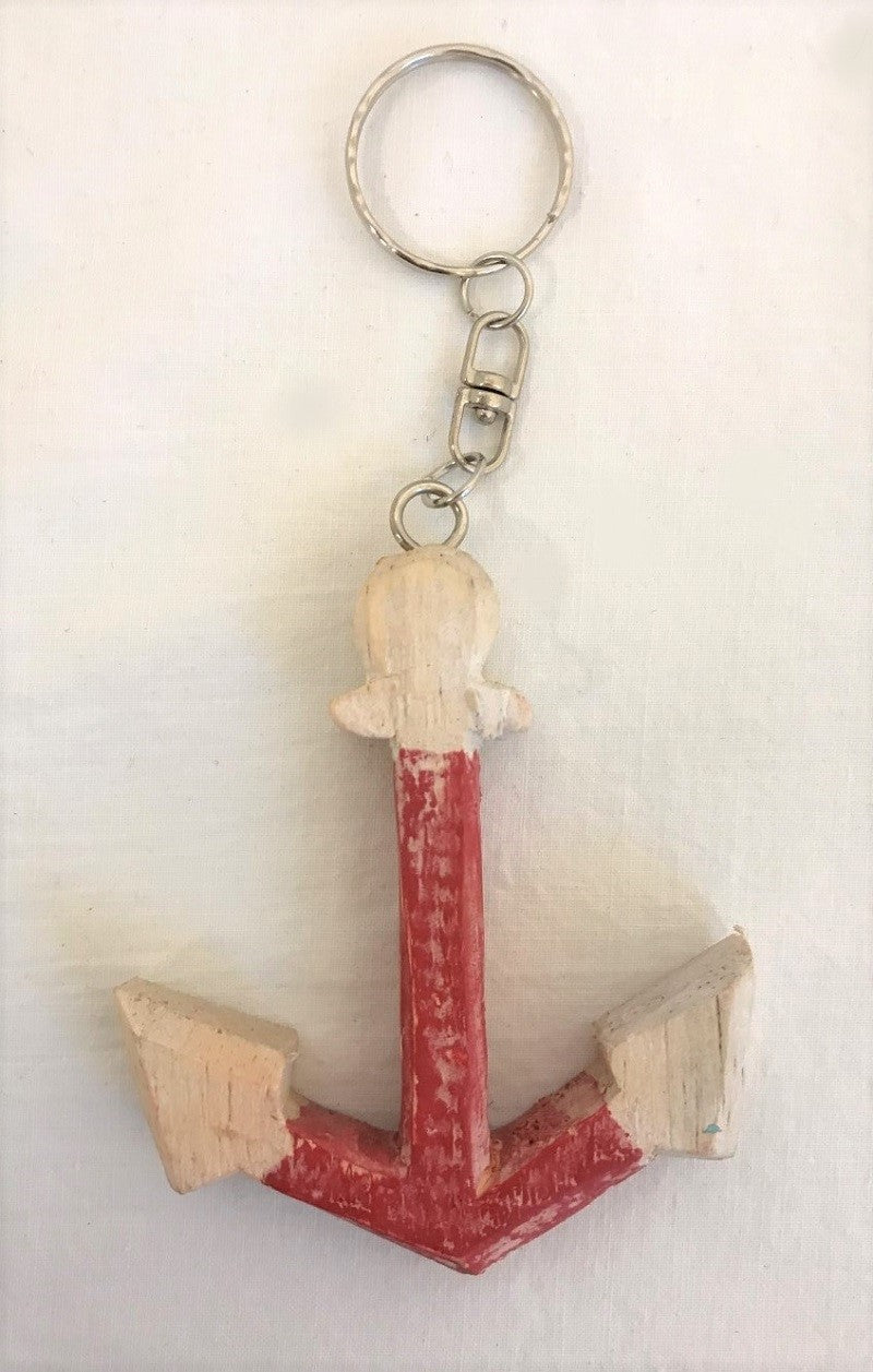 key chain - anchor - red/ natural