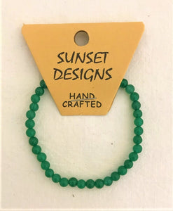 bracelet - dark green - mini round stone bead