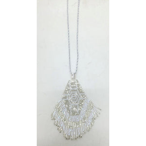 necklace - navaho - white/silver bead