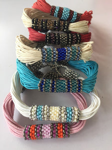 bracelet - multi string/colourful tube bead