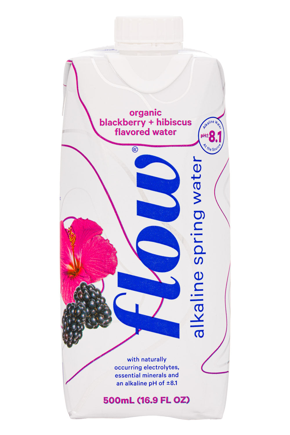 flow - blackberry hibiscus - alkaline spring water - 500ml