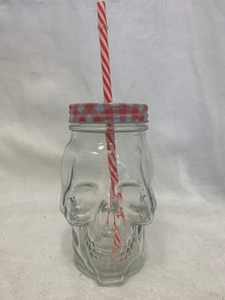 skull - mason jar/straw - green