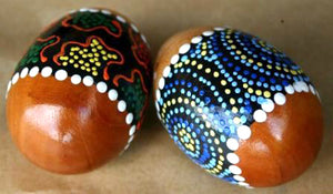 egg shaker - wood w/ aboriginal painting