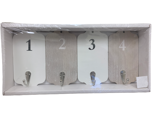 NACH17 -  white - 1234 in box - w/metal hooks - set of 4