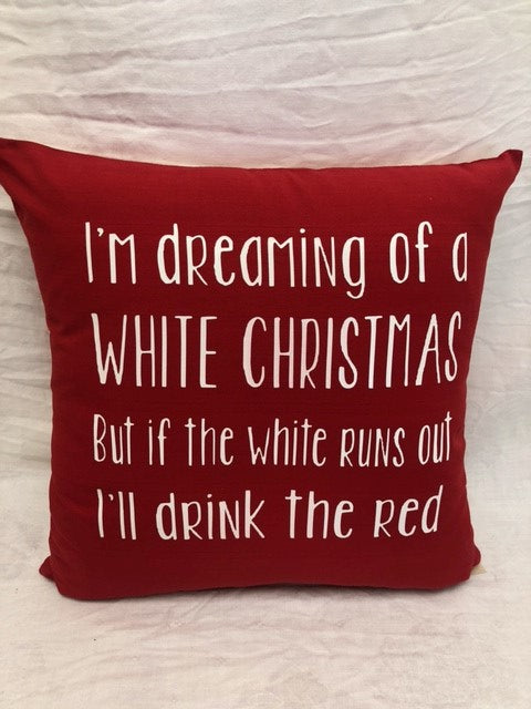 cushion - JK - xmas - red - 'I'm dreaming of a white christmas' - 40cm - complete w/ insert