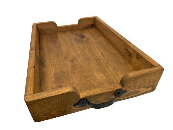 Metal serving deals tray with handles