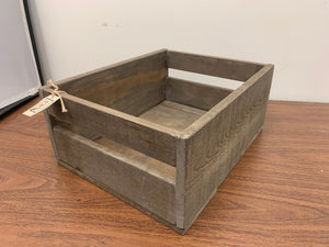 t&p - open rectangular timber crate - long open slat handles - 14"x11"x6"