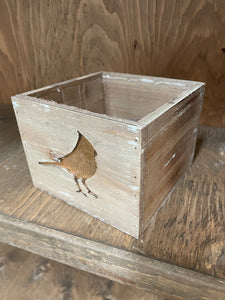 container - wood - bird inlay/liner  - 5.5x5.5x4.25H