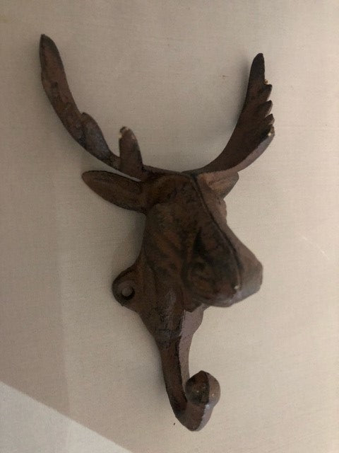 moose head with antlers - cast iron - 1 hanger -7