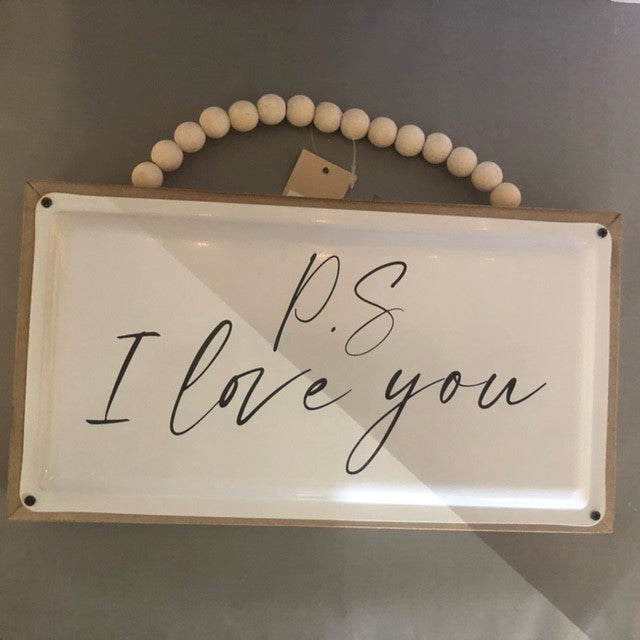 sign - p.s I love you - bead handle - 12
