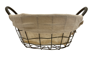 round iron basket w/ canvas liner - large
