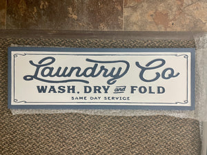 sign - laundry co - wash/dry/fold - 24x8 - tin