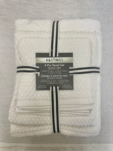 6pc towel set - white - 100% cotton