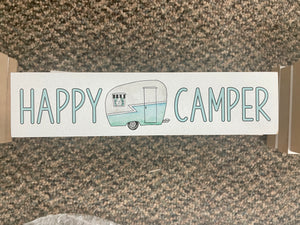 block sign - happy camper - 2x8"