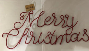 sign - merry christmas - wire - 16"x7"