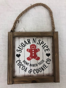 sign - holiday - sugar n' spice - 6"x6" - rope