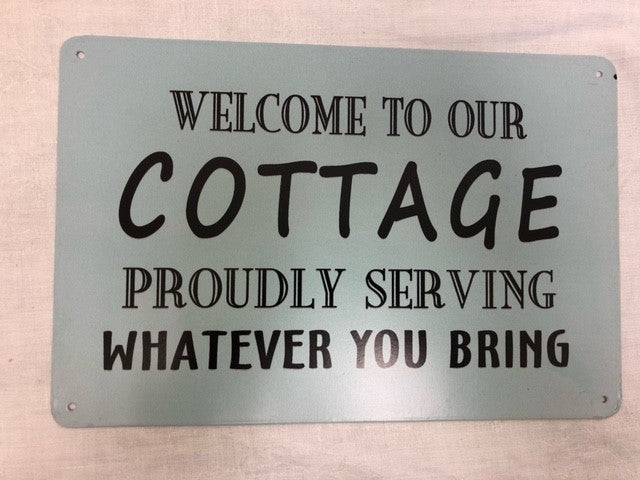 sign - cottage - eat what you brought