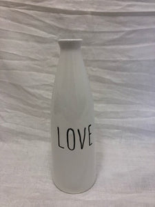 ceramic vase - love - white - 9"