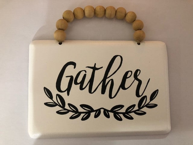 sign - gather - w/ beads - 7