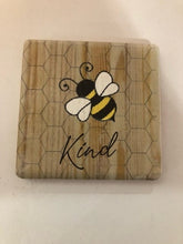 Load image into Gallery viewer, coaster - set of 4 - bees - bee happy - 4&quot;
