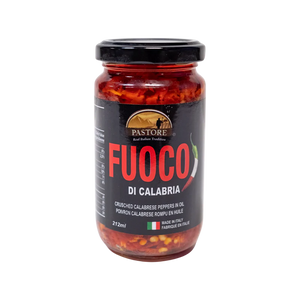 crushed calabrese peppers in oil - fuoco di calabria - pastore - 212gr
