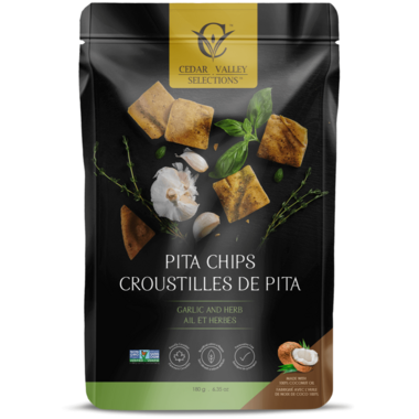cedar valley - pita chips - garlic & herb - 180g