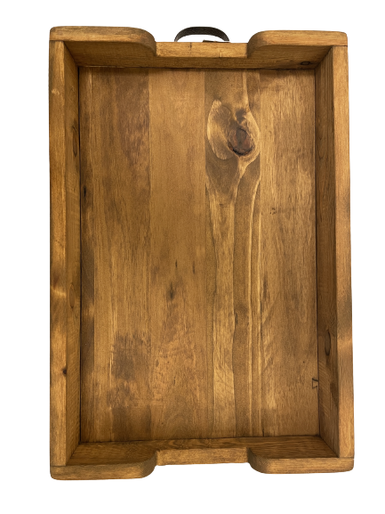 Large wooden serving tray with handles deals