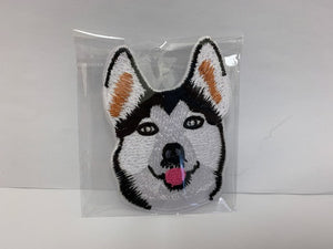 patch - wolf face - white