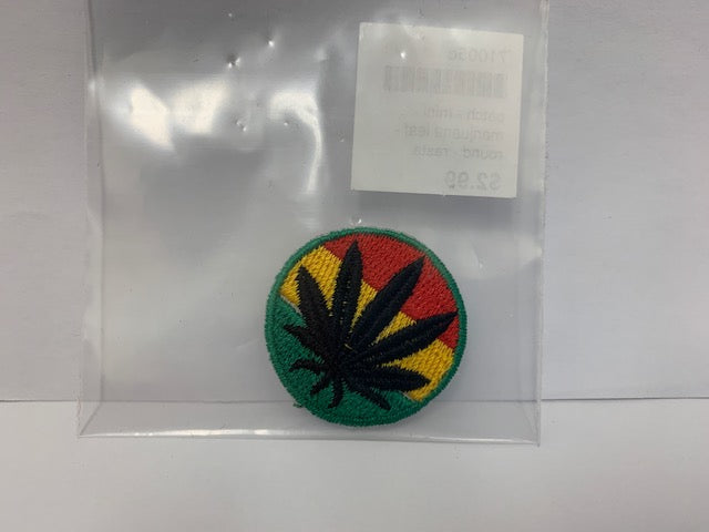 patch - mini - marijuana leaf - round - rasta