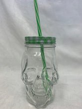 Load image into Gallery viewer, skull - mason jar/straw - green
