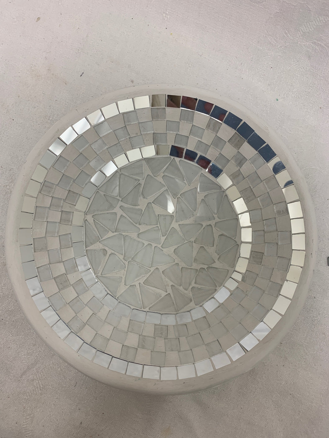 bowl - mosaic - medium - white - 30cm - glass bowl