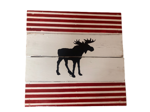 side table - moose - red strips - 30x30x52cm