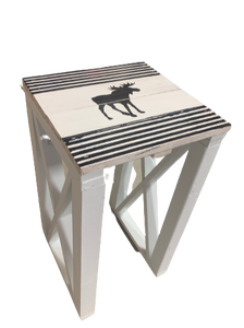 side table - moose - black strips - 30x30x52cm