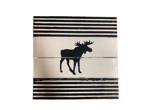 side table - moose - black strips - 30x30x52cm