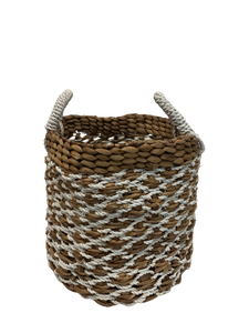 basket - water hyasinth/white crisscross - SM - 30x30cm